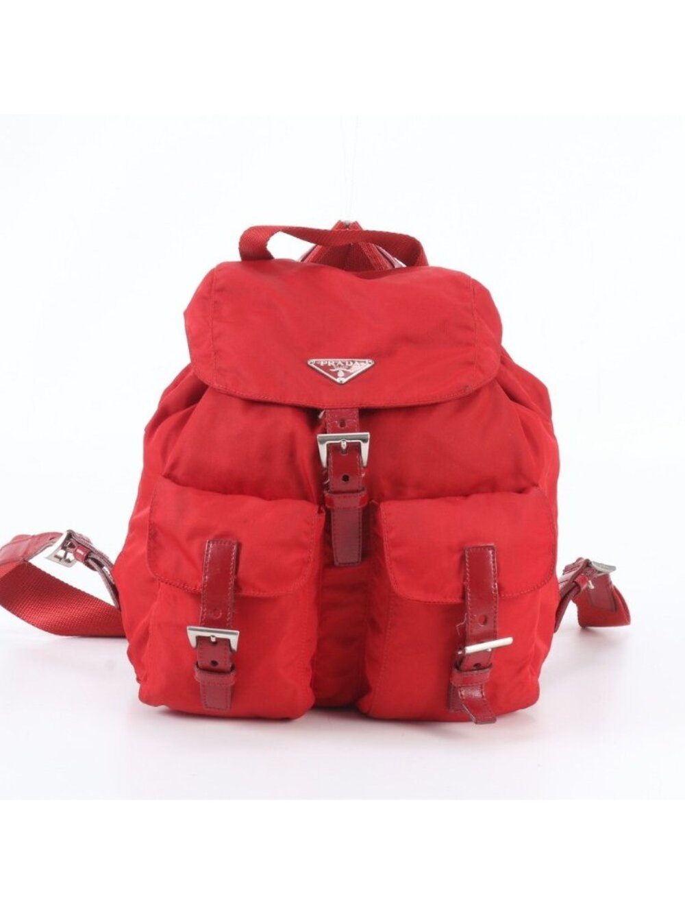 Prada Tessuto Nylon Triangle Logo Leather Backpack
